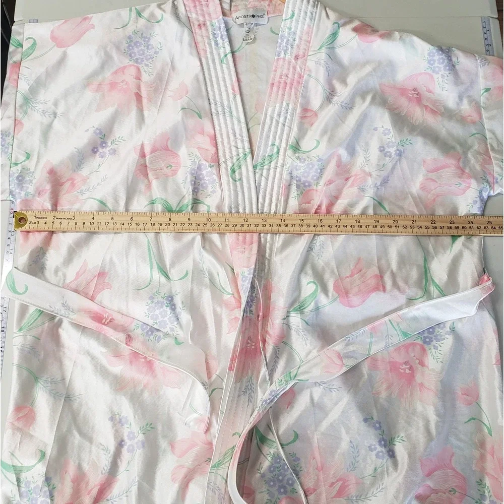Apostrophe Womens Floral Robe Kimono Size Large Vintage Sears Romantic 90s Sleep
